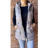 Dámska predĺžená vesta s kapucňou 908 šedá