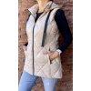 Dámska predĺžená vesta s kapucňou 907 béžová