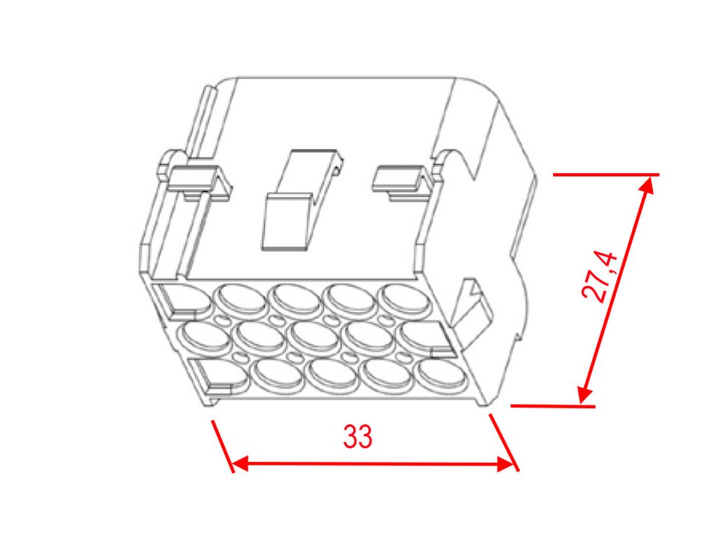 Izolacni kryt Mate N Lock 15 kontaktu samice rozmery