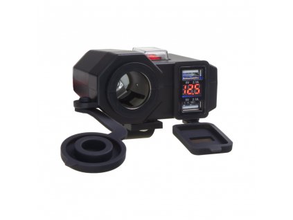 2x USB nabíječka, voltmetr a CL zásuvka voděodolná na motocykl