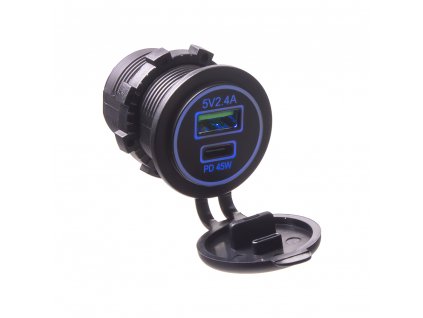 x USB 2,4A + USB-C 45W zásuvka 12/24V