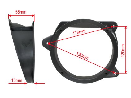 Adapter predni repro 165mm Peugeot 207 rozmery 9