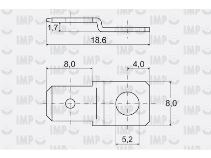 Nytovaci konektor 6 3mm tvar S rozmery 19