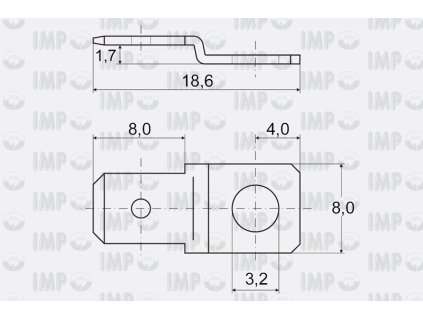 Nytovaci konektor 6 3mm tvar S rozmery 29