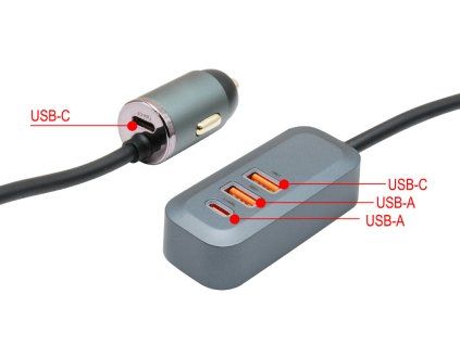 CL nabíječka 2x USB-A + 2x USB-C