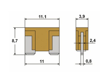 Mini nozova pojistka LP rozmery 57