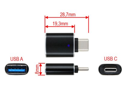 Adapter USB A USB C rozmery