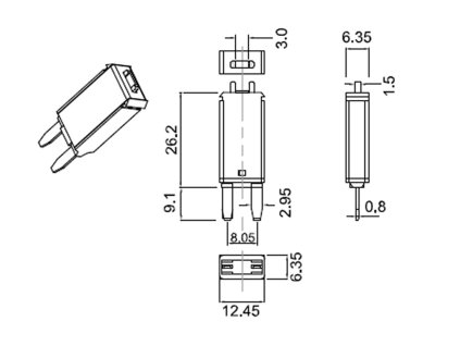 Mini nozova pojistka 5A reset rozmery 1