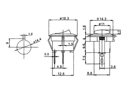 Kolebkovy spinac 20mm 3A 10