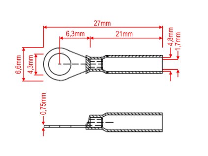 Kabelove oko 43mm se smrst trubici rozmery