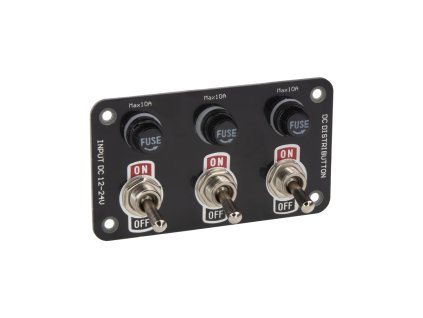 Panel s 3x spínači + 3x pojistky, 12/24V