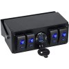 Panel s 4x spínači Rocker, voltmetr +  2x USB zásuvka, 12/24V