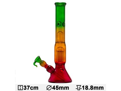 Boost Pro Rasta Beaker Glass Bong- H:37cm- Ø:45mm- Socket 18.8mm- WT:5mm (circa)