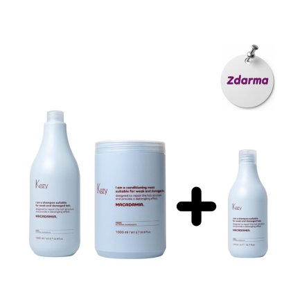 AKCE Kezy šampon Macadamia 1000 ml a maska Macadamia 1000 ml + šampon Macadamia 375 ml ZDARMA