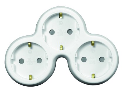 Třícestný adaptér, bílošedý 3x16 A, 230 V~ 50 Hz