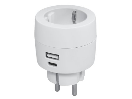 Zásuvka s nabíječkou USB A+C, 3,4 A 17 W, bílá