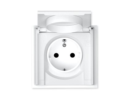 Adria - zásuvka schuko s víkem, IP44, 16A 250 V~, bílá