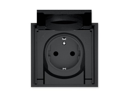 Adria - zásuvka schuko s víkem, IP44, 16A 250 V~, černá