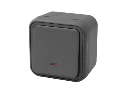 Bura - Povrchový spínač se světlem 10A 250V IP55, antracitový
