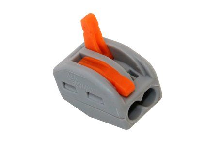 Bezšroubová páčková svorka 2pólová (0,2-4 mm²), 32 A, 20 ks