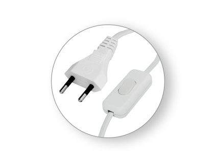 Připojovací kabel pro svítidla se spínačem 2,5 A 250 V ~, bílý (H03VVH2-F 2x0,75 / 2 m)