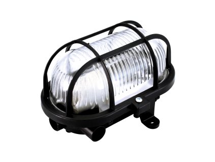 Oválné svítidlo E27 230 V ~ 60 W, černá, skleněný difuzor