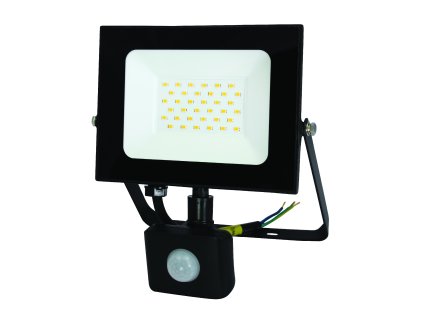 LED reflektor 30 W s detektorem pohybu, 6500 K (studená bílá), 2550 lm, IP44, 30 000 h, černý