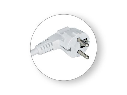 Připojovací kabel 6 A 250 V ~ 1300 W, bílý (H05VV-F 3G0,75 / 2 m)