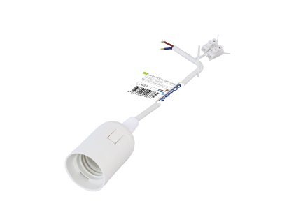 Objímka E27 s kabelem a svorkovnicí, bílá