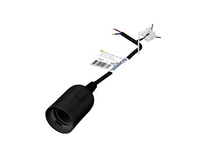 Objímka žárovky E27 s kabelem a svorkovnicí, černá