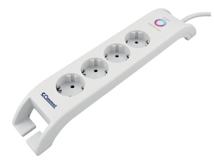 4-cestná zásuvka + 2xUSB-A, 16 A 250 V ~ 3680 W s přepěťovou ochranou, bílá