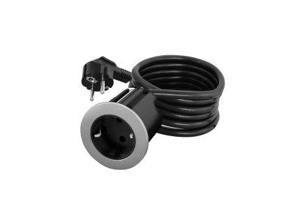 Vestavěná zásuvka, 16A 250 V~ 3680 W, černá+stříbrná maska, černá