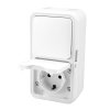 Bura - Povrchová zásuvka Schuko 16A + spínač 10A 250V IP55, bílá