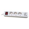 Třícestná zásuvka + 2 nabíječky USB s přepínačem, 16 A 250 V ~ 3500 W , USB 5V DC 2,1 A, bílá barva