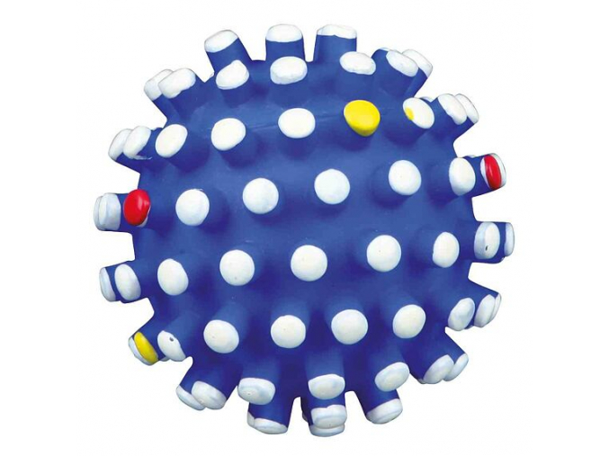 Pískací gumový míček se špuntíky - 10 cm, různé barvy