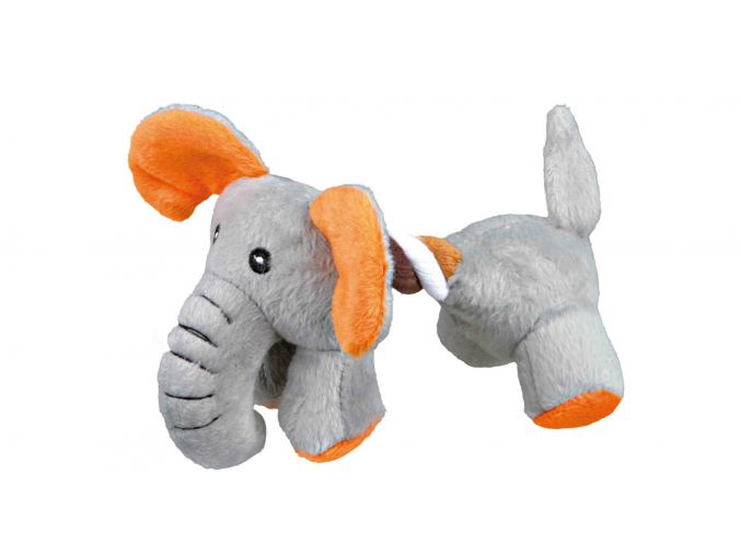 Pískací plyšový sloník s bavlněnou šňůrou - 17 cm