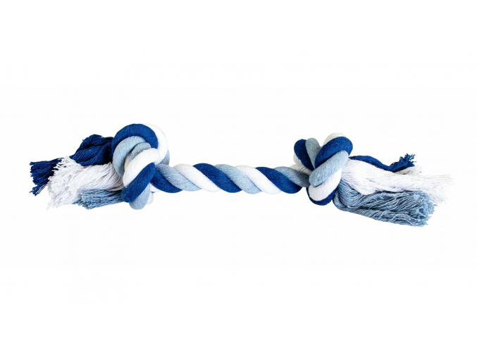 Bavlněný přetahovací uzel modrobílý - 25 cm