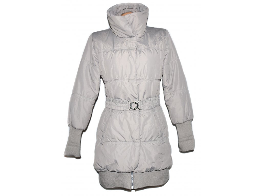 Dámský šusťákový béžový kabát s páskem 42