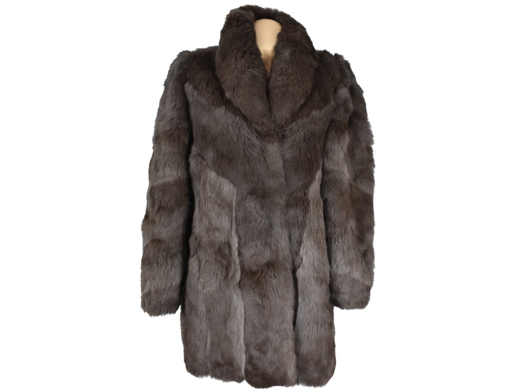 Pravý dámský hnědý kávový kožich L/XL