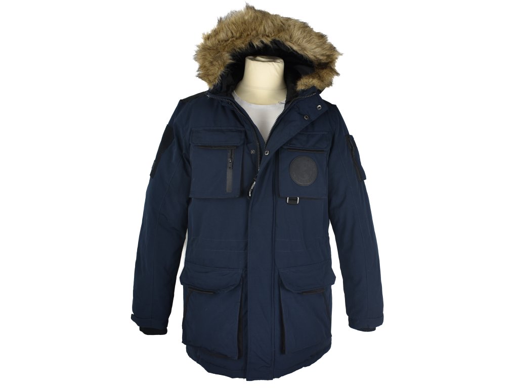 Pansky modry zimni kabat s kapuci SMOG S Coat Master.cz