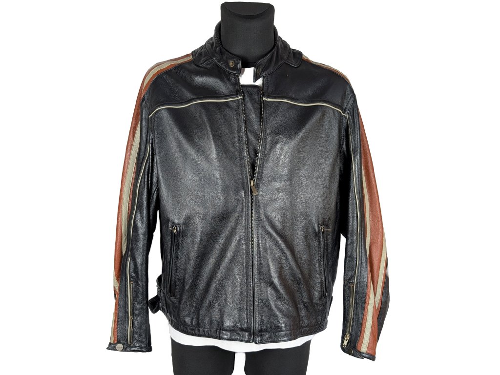 KOŽENÁ pánská černá zateplená bunda na zip Wilsons Leather XL