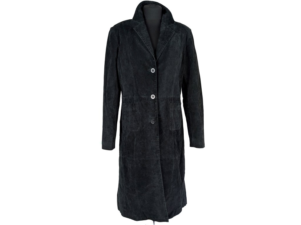 KOŽENÝ dámský černý semišový kabát ICI & Maintenant L