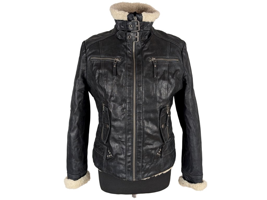 KOŽENÁ dámská zimní bunda s kožíškem SAKI M