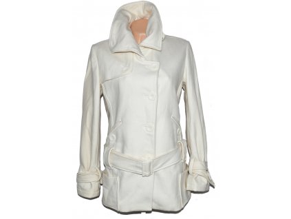 Vlněný dámský bílý kabát s páskem AMISU 42
