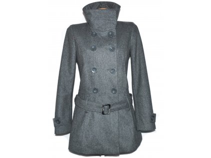 Vlněný dámský šedý kabát s páskem John Baner M