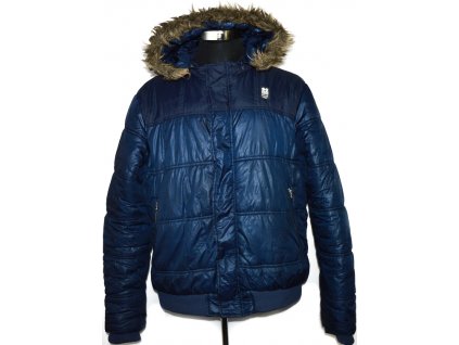 Pánská modrá bunda na zip s kapucí CROSS HATCH XXL