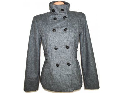 Vlněný dámský šedý kabát L