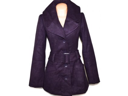 Dámský fialový kabát s páskem NEW LOOK M