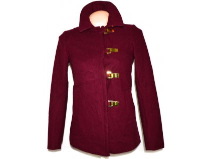 Vlněný dámský vínový kabátek H&M 
