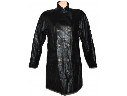 KOŽENÝ dámský černý měkký kabát L